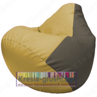 Бескаркасное кресло мешок Груша Г2.3-0817 (охра, серый)